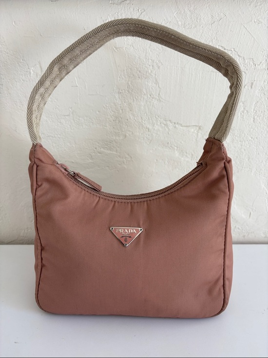 Prada Handbags - 100% Authentic Prada Dusty Rose Nylon Shoulder Bag with Cream Strap
